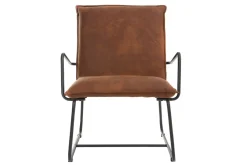 Fauteuil vintage marron et métal noir MERCY