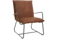 Fauteuil vintage marron et métal noir MERCY