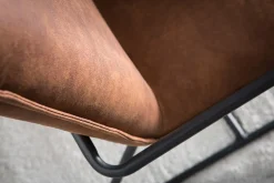 Fauteuil vintage marron et métal noir MERCY