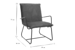 Fauteuil vintage marron et métal noir MERCY