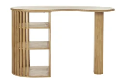 Ilot - table de bar avec rangements en bois clair manguier massif H90 cm LOBIO