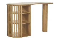 Ilot - table de bar avec rangements en bois clair manguier massif H90 cm LOBIO