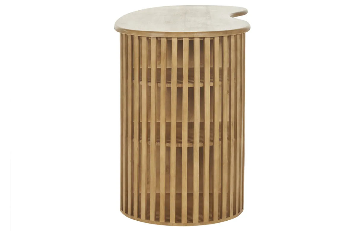 Ilot - table de bar avec rangements en bois clair manguier massif H90 cm LOBIO