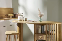 Ilot - table de bar avec rangements en bois clair manguier massif H90 cm LOBIO