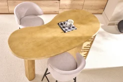 Ilot - table de bar avec rangements en bois clair manguier massif H90 cm LOBIO