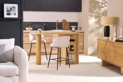 Ilot - table de bar avec rangements en bois clair manguier massif H90 cm LOBIO