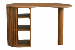 Ilot - table de bar avec rangements en bois foncé manguier massif H90 cm LOBIO