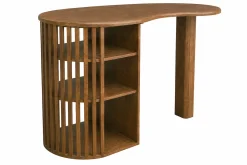 Ilot - table de bar avec rangements en bois foncé manguier massif H90 cm LOBIO