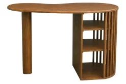 Ilot - table de bar avec rangements en bois foncé manguier massif H90 cm LOBIO