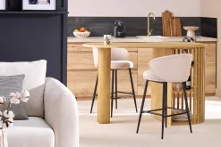 Ilot - table de bar avec rangements en bois foncé manguier massif H90 cm LOBIO