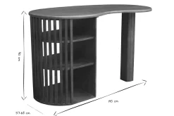 Ilot - table de bar avec rangements en bois foncé manguier massif H90 cm LOBIO
