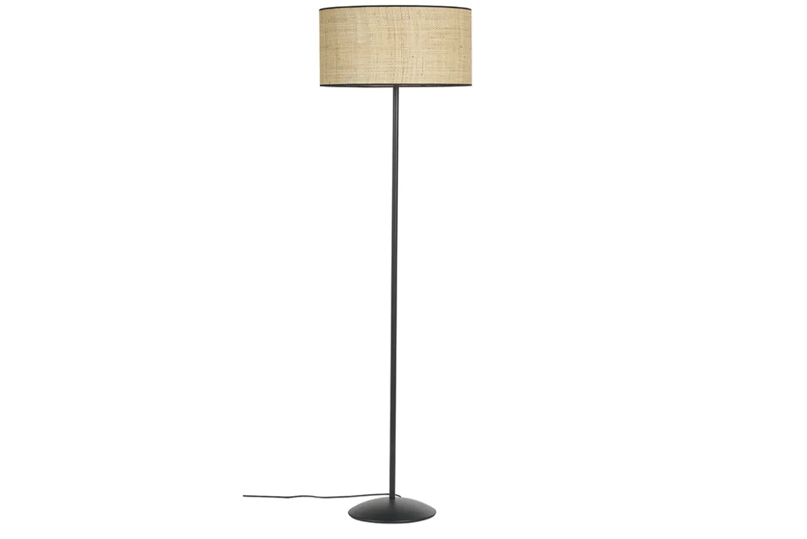 Lampadaire en rabane et métal noir H170 cm ALOE