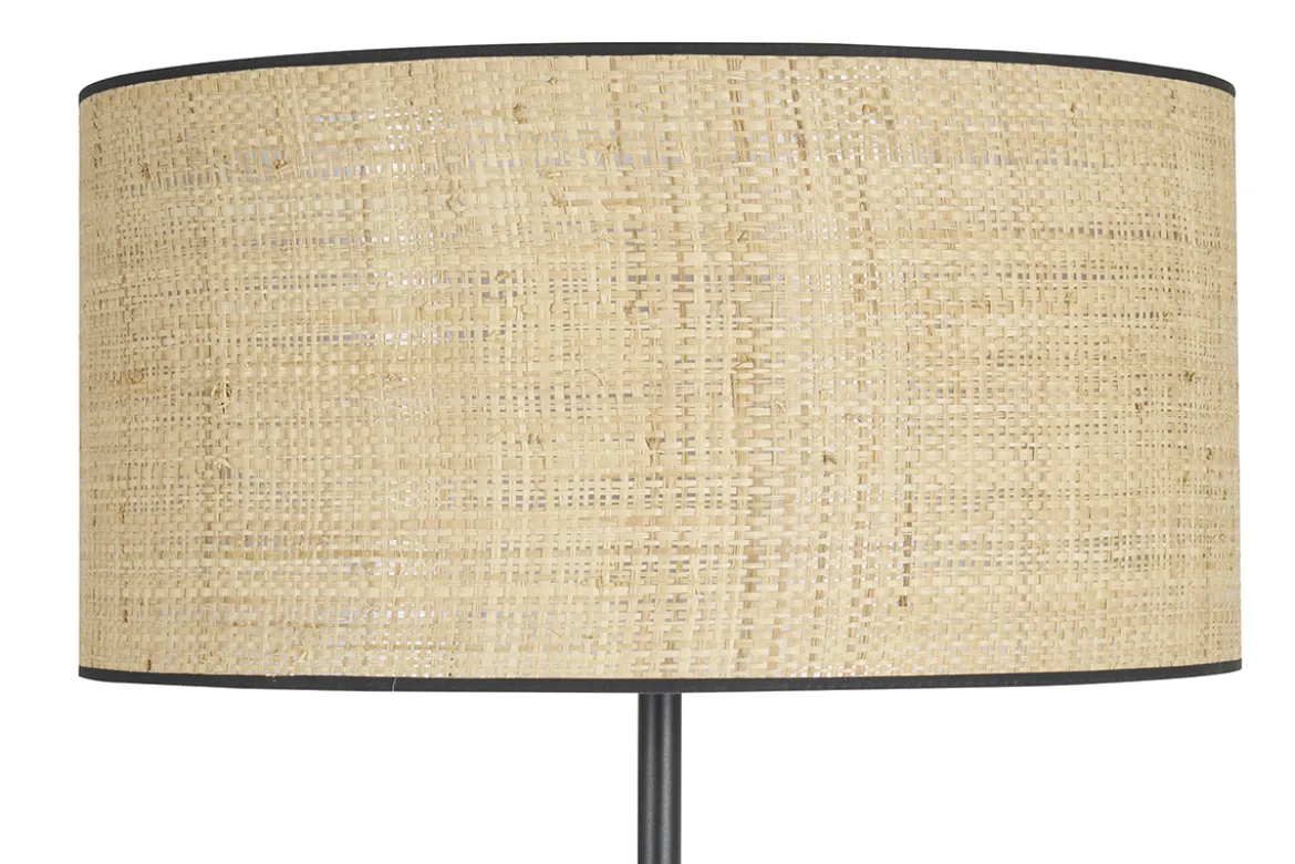 Lampadaire en rabane et métal noir H170 cm ALOE