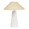 Lampe à poser blanche en céramique et abat-jour en rabane H47 cm JUNI