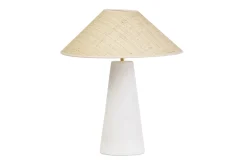 Lampe à poser blanche en céramique et abat-jour en rabane H47 cm JUNI