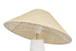 Lampe à poser blanche en céramique et abat-jour en rabane H47 cm JUNI
