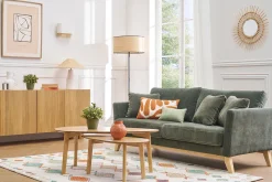 Lampe à poser blanche en céramique et abat-jour en rabane H47 cm JUNI