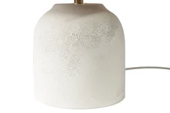 Lampe à poser blanche en céramique effet pierre et abat-jour en raphia H35 cm ROCHA