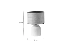 Lampe à poser blanche en céramique effet pierre et abat-jour en raphia H35 cm ROCHA