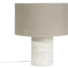 Lampe à poser design effet travertin et abat-jour en lin H37 cm SEMA