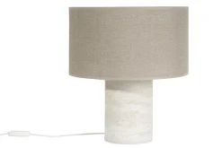 Lampe à poser design effet travertin et abat-jour en lin H37 cm SEMA