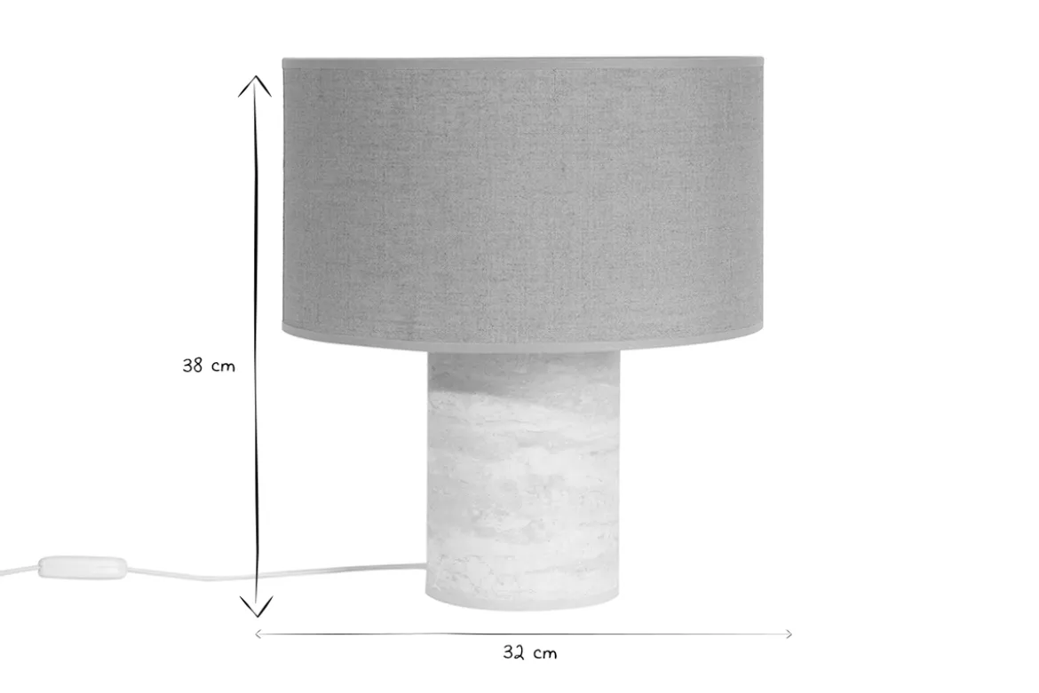 Lampe à poser design effet travertin et abat-jour en lin H37 cm SEMA