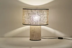 Lampe à poser design en lin et coton noir H36 cm SLOT