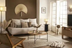 Lampe à poser design en lin et coton noir H36 cm SLOT