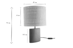 Lampe à poser en céramique bleu pétrole mat et abat-jour en raphia naturel H40 cm TIGA