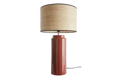Lampe à poser en céramique émaillée terracotta et abat-jour en raphia naturel H64 cm MAJES