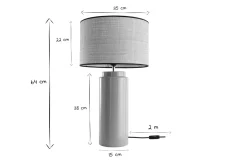Lampe à poser en céramique émaillée taupe et abat-jour en raphia naturel H64 cm MAJES