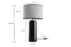Lampe à poser en céramique émaillée noire et abat-jour en raphia naturel H64 cm MAJES