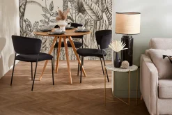 Lampe à poser en céramique émaillée noire et abat-jour en raphia naturel H64 cm MAJES