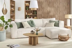 Lampe à poser en céramique émaillée blanche et abat-jour en raphia naturel H64 cm MAJES