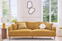 Lampe à poser en céramique émaillée jaune et abat-jour écru H53 cm BERRO