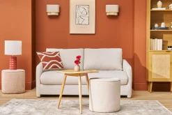 Lampe à poser en céramique émaillée terracotta et abat-jour écru H53 cm BERRO