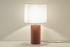 Lampe à poser en céramique émaillée terracotta et abat-jour écru H53 cm BERRO