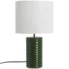 Lampe à poser en céramique émaillée vert foncé et abat-jour écru H53 cm BERRO