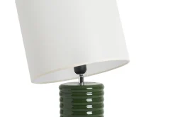 Lampe à poser en céramique émaillée vert foncé et abat-jour écru H53 cm BERRO