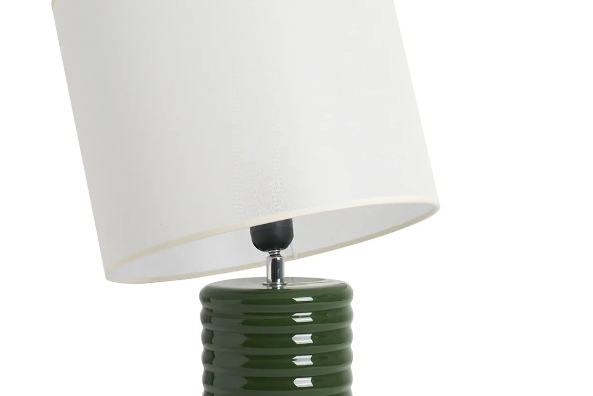 Lampe à poser en céramique émaillée vert foncé et abat-jour écru H53 cm BERRO