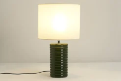 Lampe à poser en céramique émaillée vert foncé et abat-jour écru H53 cm BERRO