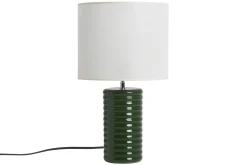 Lampe à poser en céramique émaillée vert foncé et abat-jour écru H53 cm BERRO
