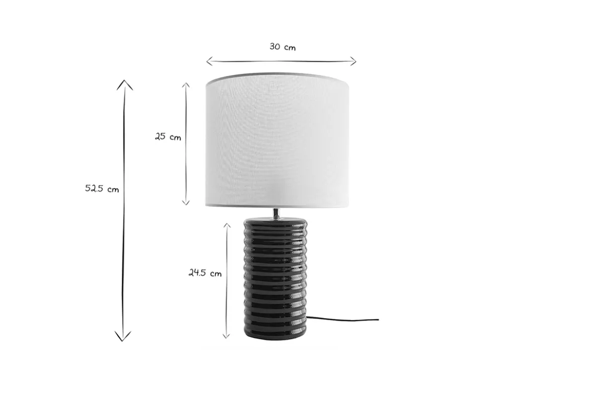 Lampe à poser en céramique émaillée vert foncé et abat-jour écru H53 cm BERRO