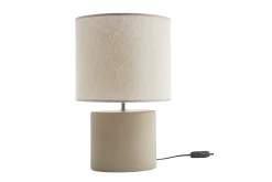 Lampe à poser en céramique taupe mat et abat-jour en lin naturel TIGA