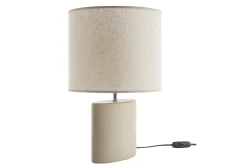 Lampe à poser en céramique taupe mat et abat-jour en lin naturel TIGA