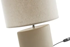 Lampe à poser en céramique taupe mat et abat-jour en lin naturel TIGA