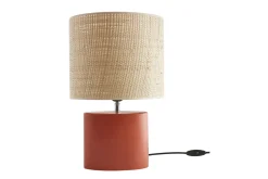 Lampe à poser en céramique terracotta mat et abat-jour en raphia naturel H40 cm TIGA