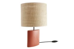 Lampe à poser en céramique terracotta mat et abat-jour en raphia naturel H40 cm TIGA