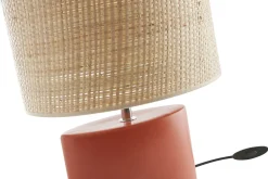Lampe à poser en céramique terracotta mat et abat-jour en raphia naturel H40 cm TIGA