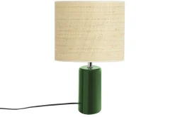 Lampe à poser en céramique vert foncé et abat-jour en raphia naturel H40 cm TIGA